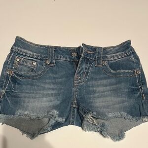 Miss Me Blue Distressed Jean Shorts